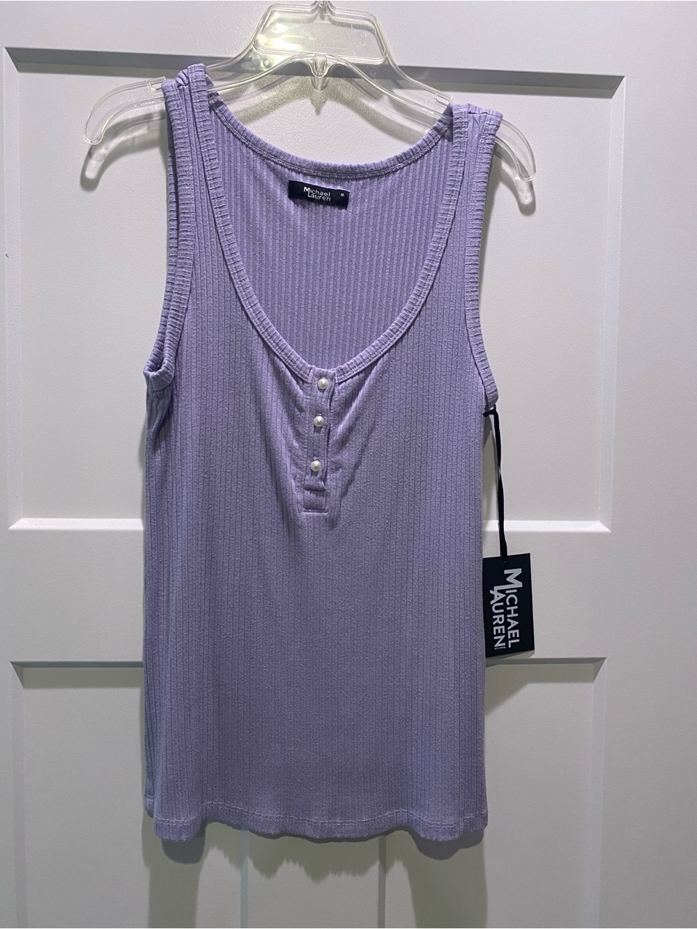 Michael Lauren Lilac Henley Ribbed Tank